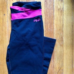 Black FILA stretch workout pants